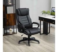 Vinsetto Office Chair with 6-Point Maaage, PU Desk Chair with Padded Seat and Armrest, Computer Chair with Tilt Function for Home, Black Black