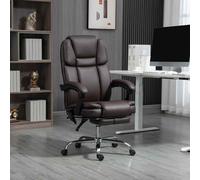 Vinsetto Office Chair with 6-point Vibration Massage and Heat, PU Leather High Back Recliner Desk Chair with Adjustable Height, Armrest, Footrest for Home, Dark Brown