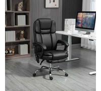 Vinsetto Office Chair with 6-point Vibration Massage and Heat, PU Leather High Back Recliner Desk Chair with Adjustable Height, Armrest, Footrest for Home, Black Black