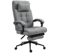 Vinsetto Office Chair With Footrest Ergonomic Office Chair With Armrests Lumber Support And Headrest Light Grey