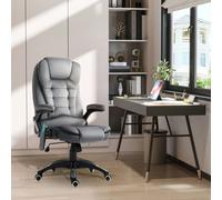 Vinsetto Office Chair With Heating Massage Points Relaxing Reclining - Grey, Grey
