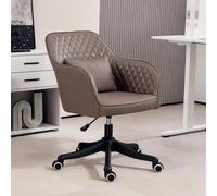 Wharfe Microfibre Office Desk Chair with Massage Lumbar Pillow and Rolling Wheels - Brown, Brown