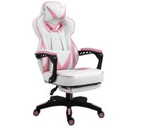 Vinsetto Pink Gaming Chair Ergonomic Reclining Manual Footrest Wheels Stylish | TJ Hughes