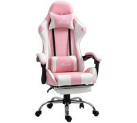 Vinsetto Pink PVC Leather Racing Gaming Chair with Lumbar Support - 135 Recline, Footrest, Height Adjustable - 921-45071PK