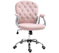 Vinsetto Pink Velour Diamond Tufted Office Chair Pink, Pink