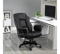 HOMCOM Piped PU Faux Leather Padded High Back Office Gaming Chair Black, Black