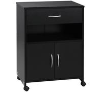 Vinsetto Printer Stand Mobile Printer Cabinet with Storage, Open Shelf, Drawer for Home Office, 60cm x 39cm x 80cm, Black Black