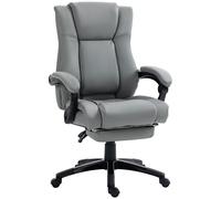 Vinsetto PU Leather Home Office Chair, Swivel Computer Chair with Footrest, Reclining, Armrests, Adjustable Height, Grey Aosom UK