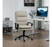 Vinsetto Ergonomic Computer Desk Chair - PU Leather Office Chair with Adjustable Height and Swivel Rolling Wheels for Work Study - Light Grey | TJ Hu