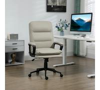 Vinsetto PU Leather Office Chair for Home with Arm, Adjustable Height, Grey - Light Grey