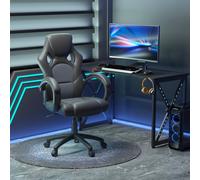 Vinsetto PU Leather Racing Gaming Chair, Swivel Home Office Gamer Chair Gray