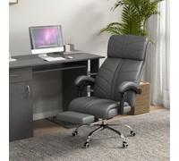 Vinsetto Pu Leather Vibration Massage Office Chair With Heat, Footrest, Grey