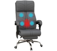 Vinsetto Pu Leather Vibration Massage Office Chair With Heat, Footrest, Grey