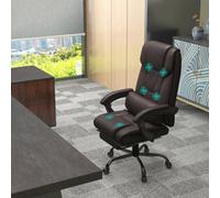 Vinsetto Executive Chair with 6-Point Massage, Recliner with Remote Control, Swivel Wheels & Footrest, PU Leather, Brown Aosom UK