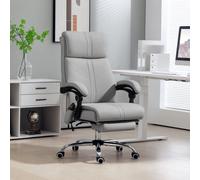 Vinsetto Pu Vibration Massage Office Chair With Heat, Footrest, Light Grey, Grey