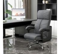 Vinsetto PU Vibration Massage Office Chair with Heat, Footrest, Light Grey - Grey