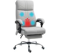 Vinsetto Pu Vibration Massage Office Chair With Heat, Footrest, Light Grey, Grey