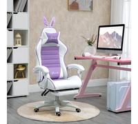 Vinsetto Racing Style Gaming Chair with Footrest Removable Rabbit Ears - Purple, Purple