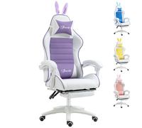 Vinsetto Racing Style Gaming Chair with Footrest Removable Rabbit Ears - Purple, Purple