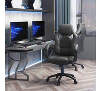 VINSETTO Racing Gaming Office Chair PU Leather Swivel Adjustable Computer Chair Executive in Black VINSETTO Black