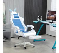 Vinsetto Racing Style Gaming Chair with Footrest Removable Rabbit Ears, Blue