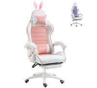 Vinsetto Racing Style Gaming Chair with Footrest Removable Rabbit Ears - Pink, Pink