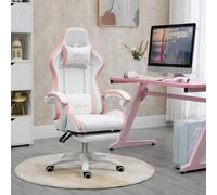 Vinsetto Racing Style Gaming Chair with Reclining Function Footrest, Grey - Pink