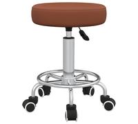 Round PU Leather Salon Working Beautician Stool Adjustable Height VINSETTO Brown One Size