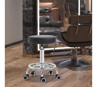 VINSETTO Round PU Leather Salon Working Beautician Stool Adjustable Height in Black VINSETTO Black