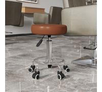 VINSETTO Round PU Leather Salon Working Beautician Stool Adjustable Height in Brown VINSETTO Brown