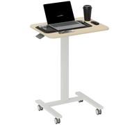 Vinsetto Standing Desk Sit Stand Desk with 4 Rolling Wheels, Natural, Brown