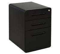 Solstice Alioth 3 Draw Lockable Filing Cabinet - Black, Black