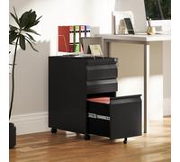 Vinsetto Steel File Cabinet with Lock and Wheels for Home Office, Black