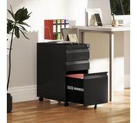 Steel File Cabinet with Lock and Wheels for Home Office VINSETTO Black One Size