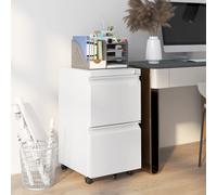 Vinsetto Mobile Steel Filing Cabinet, 2-Drawer Lockable Unit on Wheels with Adjustable Hanging Bar for Various File Sizes, White Aosom UK
