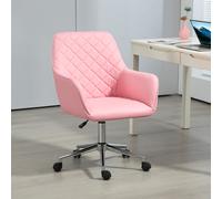 VINSETTO Swivel Argyle Office Chair Leather-Feel Fabric Computer Chair with Wheels in Pink VINSETTO Pink