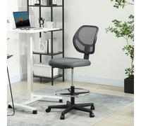 Vinsetto Swivel Mesh Office Chair with Adjustable Footrest Ring, Charcoal Grey, Charcoal Grey