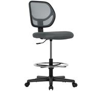 Vinsetto Swivel Mesh Office Chair w/ Adjustable Footrest Ring, Charcoal Grey - Charcoal grey