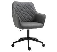 HOMCOM Swivel Argyle Office Chair Faux Leather Fabric With Wheels Grey And Black, Grey