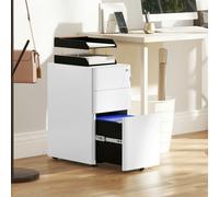 Vinsetto "Three drawers and a detachable pencil tray","Adjustable rail in large drawer for three sizes","Top lock secures all drawers with two keys" - White