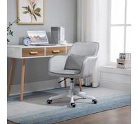 Vinsetto Velvet-Feel Tub Office Chair W/ Massage Pillow Adjustable Height Grey