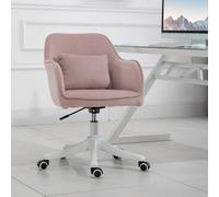 Vinsetto Velvet-Feel Tub Office Chair W/ Massage Pillow Adjustable Height Pink