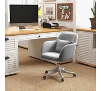 VINSETTO Velvet-Feel Tub Office Chair w/ Massage Pillow Wheels Adjustable Height in Grey VINSETTO Grey