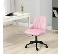 Vinsetto Velvet Office Chair with Adjustable Height and Wheels, Pink