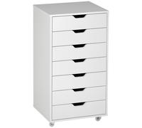 Vinsetto Vertical Filing Cabinet, 7-drawer File Cabinet, Mobile Office Cabinet on Wheels for Study, Home Office, White Aosom UK