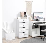 Vinsetto Vertical Filing Cabinet, 7-drawer File Cabinet, Mobile Office Cabinet on Wheels for Study, Home Office, White White