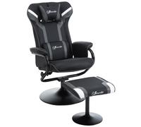 Vinsetto Video Game Chair and Footrest Set with Lumbar Support Headrest Grey