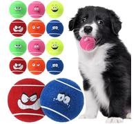 Vinsot 12 Pack Squeaky Tennis Balls for Dogs Puppy Tennis Balls with Smile Face Interactive Pet Toys for Small Dogs and Puppies Outdoor Play Training (Bright)