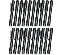 Vinsot 20 Pcs LED Pocket Flashlight Mini Small Handheld Pen Light Bulk Rechargeable Tactical Torch with Clip for Police Camping Inspection Security(5.12 Inch), Black