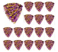 Vinsot 20 Pcs Purple Gold Cheerleading Pom Poms Bulk Metallic Foil Pom Poms with Plastic Long Handles School Spirit Shakers for Spirit Sports Team Squad Dance Football Basketball Club Celebration